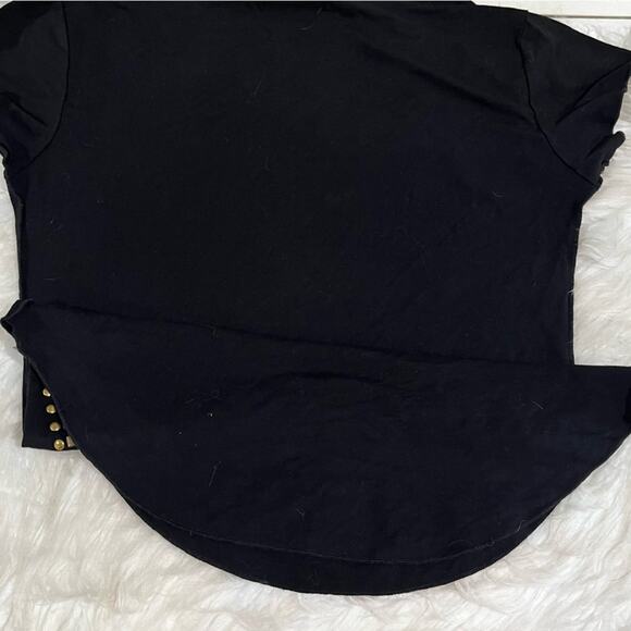 NEW Bebe Y2K Gold Studded Rock & Roll Heart Raw Edge Round Hem Scoop Neck Top XS - Picture 12 of 16